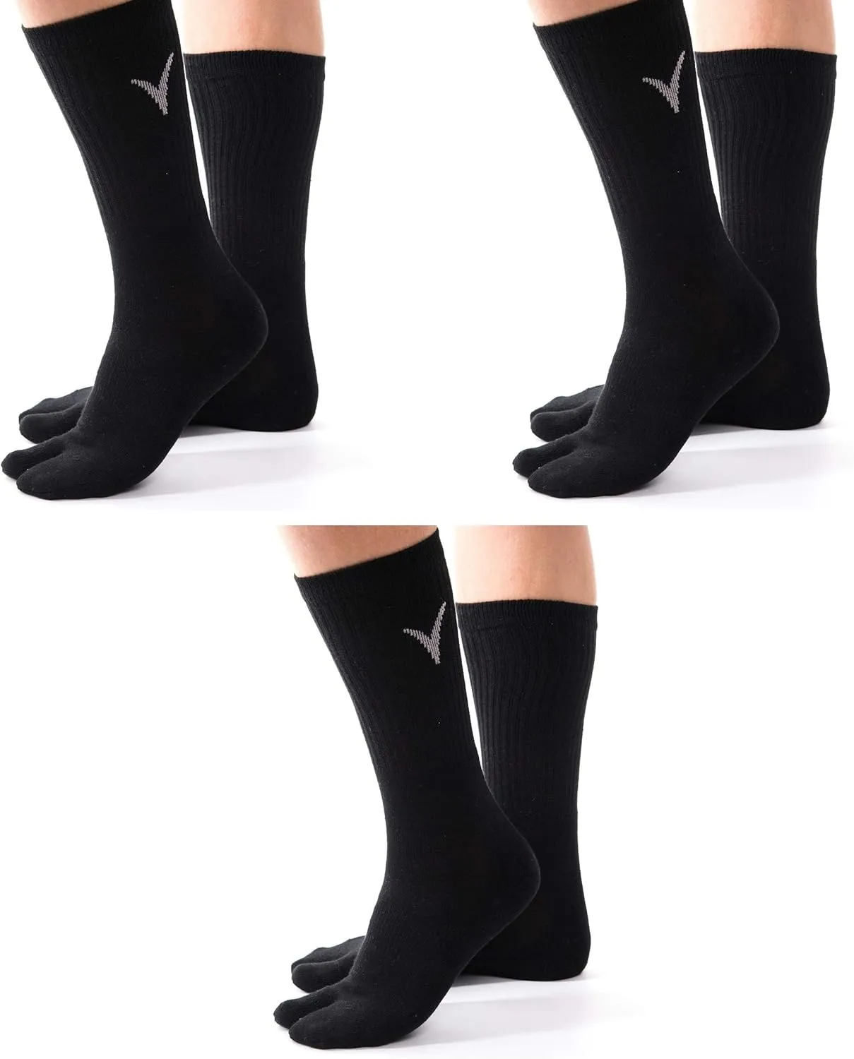 3 Pairs Thick Flip-Flop Big Toe Socks Crew Mid Calf or Ankle Size: Women 9-12 Men 8-11