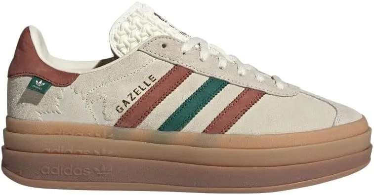 Adidas Gazelle Bold Womens Shoes Size 8, Color: Cream White/Wild Sepia/Collegiate Green-Beige