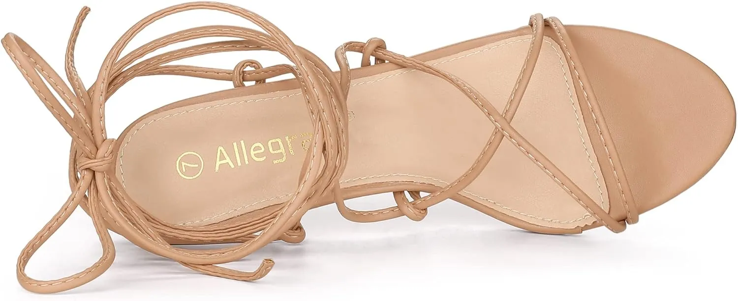 Allegra K Women's Lace Up Open Toe Strappy Stiletto Heels Sandals