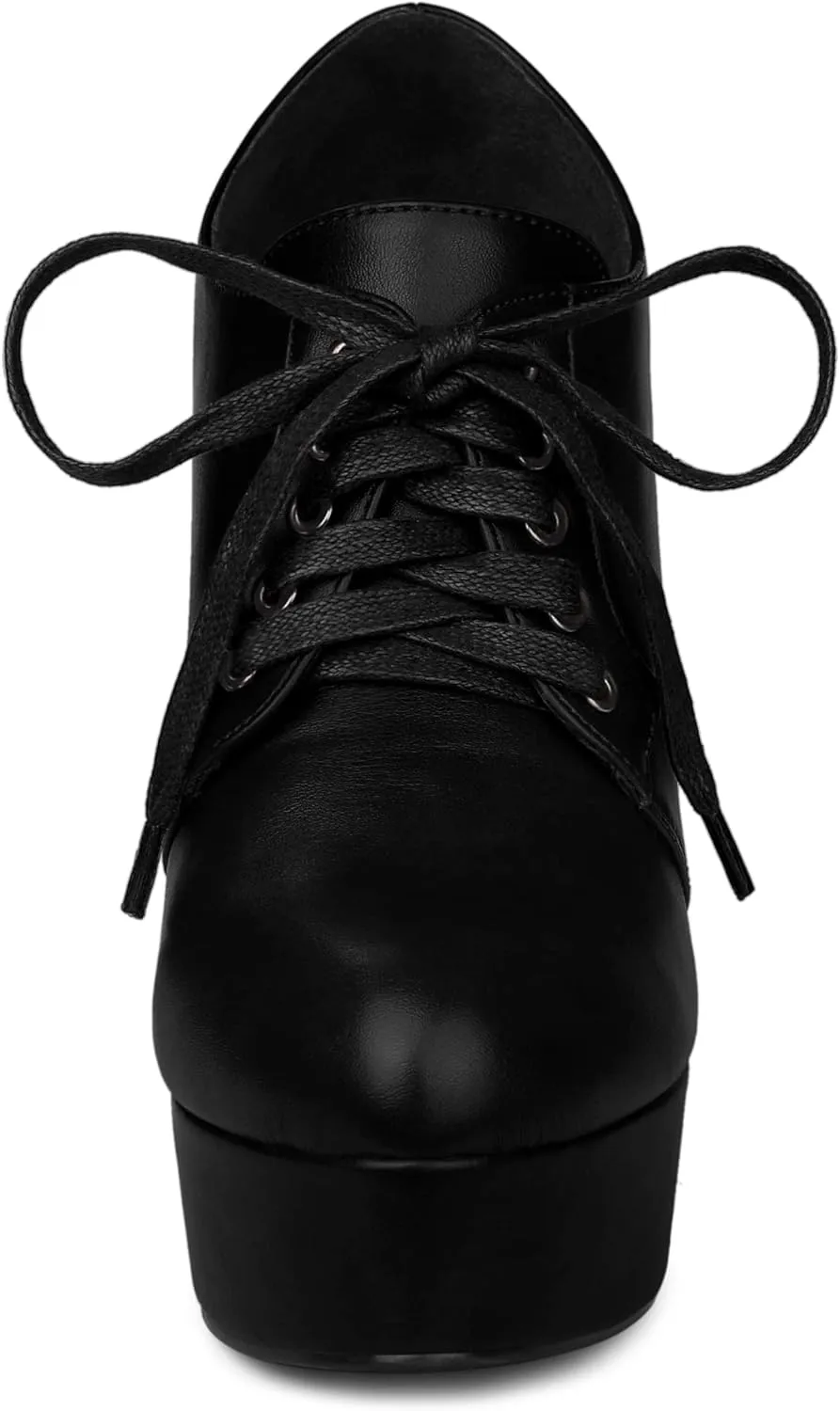 Allegra K Women's Platform Lace Up Round Toe Stiletto High Heel Ankle Booties