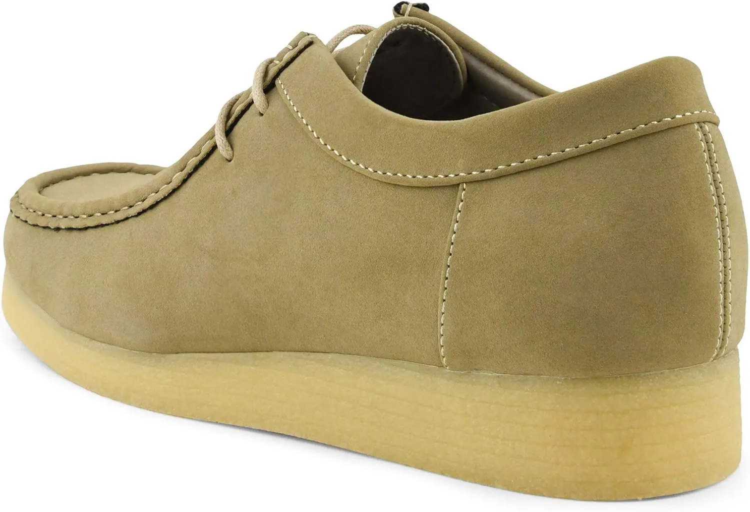 Amali Original Jason2 Low Chukka Boots for Men - Men's Low Top Casual Chukka Boots - Manmade Suede - Lace Up Crepe Rubber Sole - Moc Toe