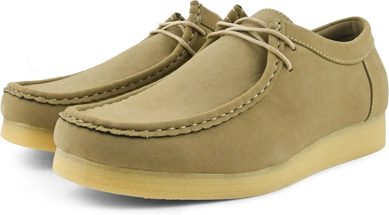 Amali Original Jason2 Low Chukka Boots for Men - Men's Low Top Casual Chukka Boots - Manmade Suede - Lace Up Crepe Rubber Sole - Moc Toe