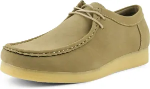 Amali Original Jason2 Low Chukka Boots for Men - Men's Low Top Casual Chukka Boots - Manmade Suede - Lace Up Crepe Rubber Sole - Moc Toe