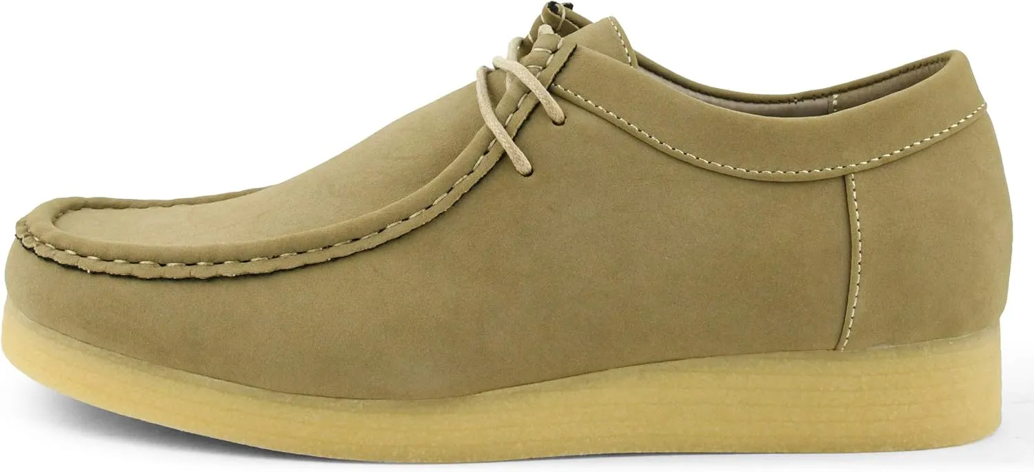 Amali Original Jason2 Low Chukka Boots for Men - Men's Low Top Casual Chukka Boots - Manmade Suede - Lace Up Crepe Rubber Sole - Moc Toe