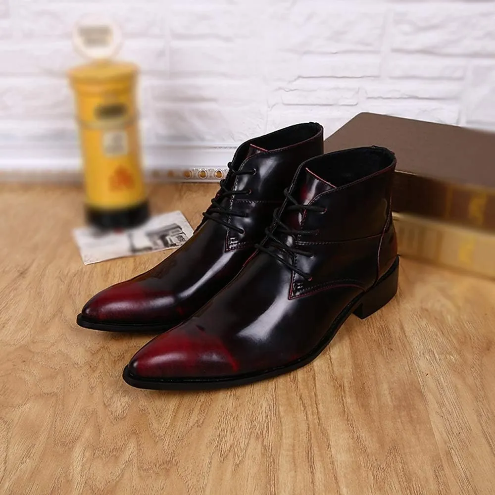 Ankle Boots For Men Lace Up Pointed Ankle Boots for Men Business Party Show Club For Office The First Layer Of Cowhide Genuine Pure Leather