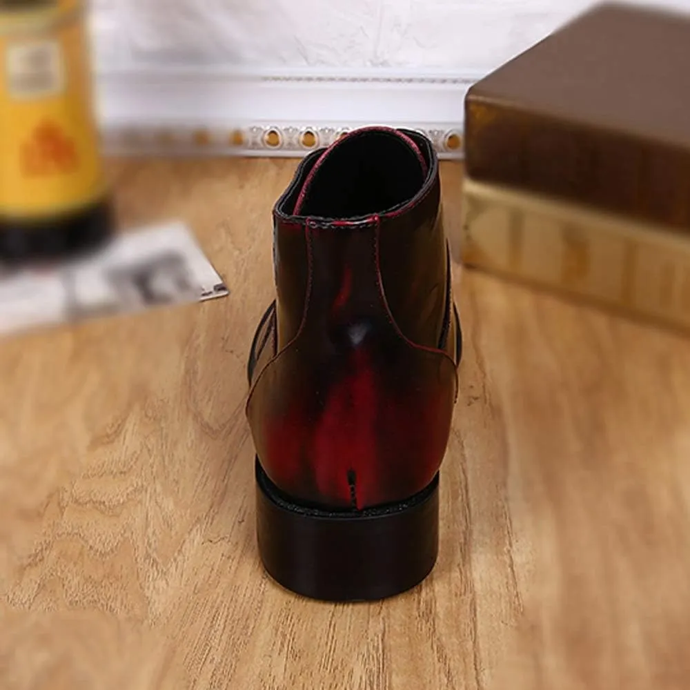 Ankle Boots For Men Lace Up Pointed Ankle Boots for Men Business Party Show Club For Office The First Layer Of Cowhide Genuine Pure Leather