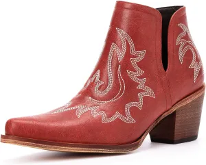 Ankle Cowboy Boots for Women - Cowgirl Booties, Western Short Boots Chunky Heels Pointed Toe(UNDERSIZE: PLEASE SELECT SIZE UP)