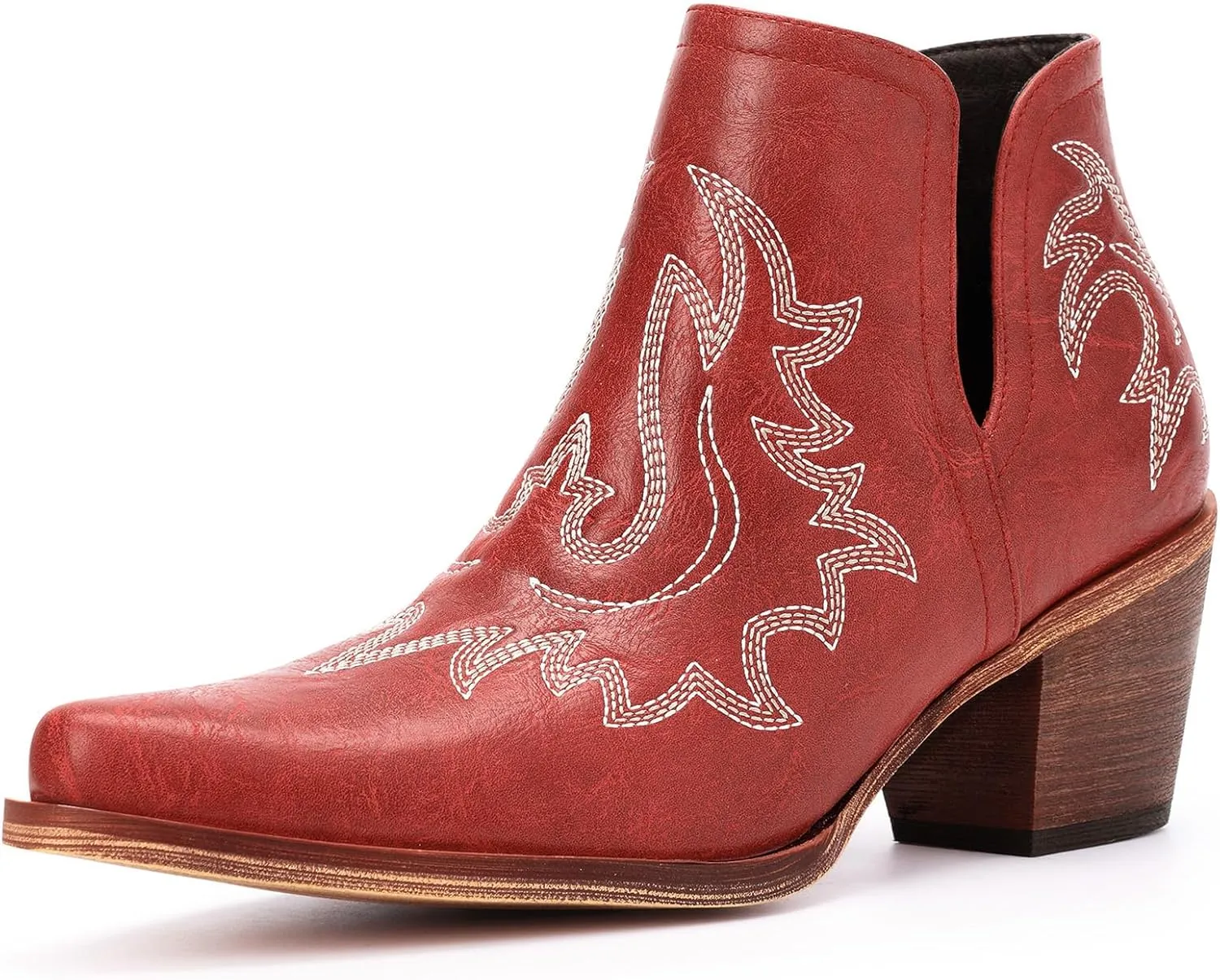 Ankle Cowboy Boots for Women - Cowgirl Booties, Western Short Boots Chunky Heels Pointed Toe(UNDERSIZE: PLEASE SELECT SIZE UP)