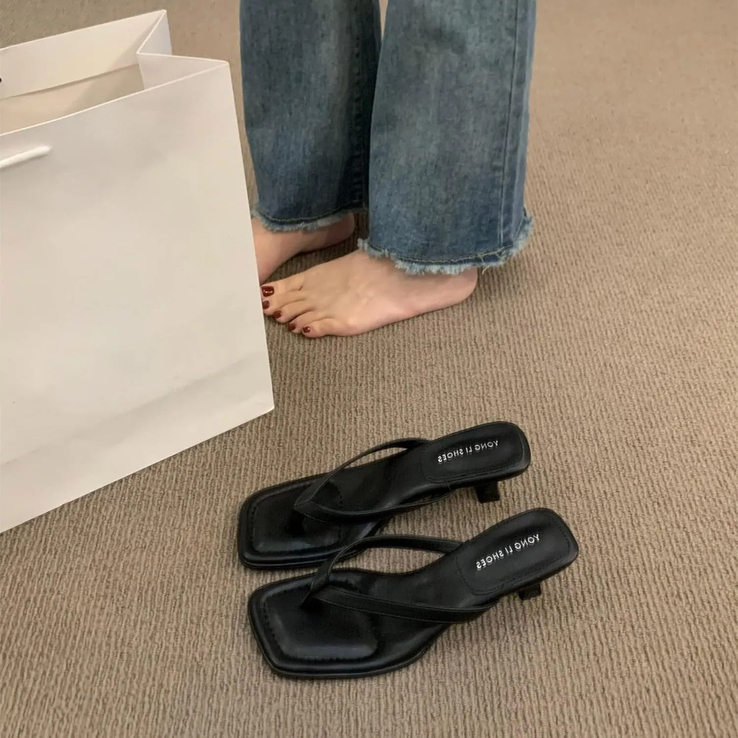 Ankle Strap Heels For Women French Style Strappy Heeled Sandals For Women Minimalist Thong Sandals With High Heels Summer Outfits Comfortable And Elegant Toe Thong Shoes Outdoor Wear