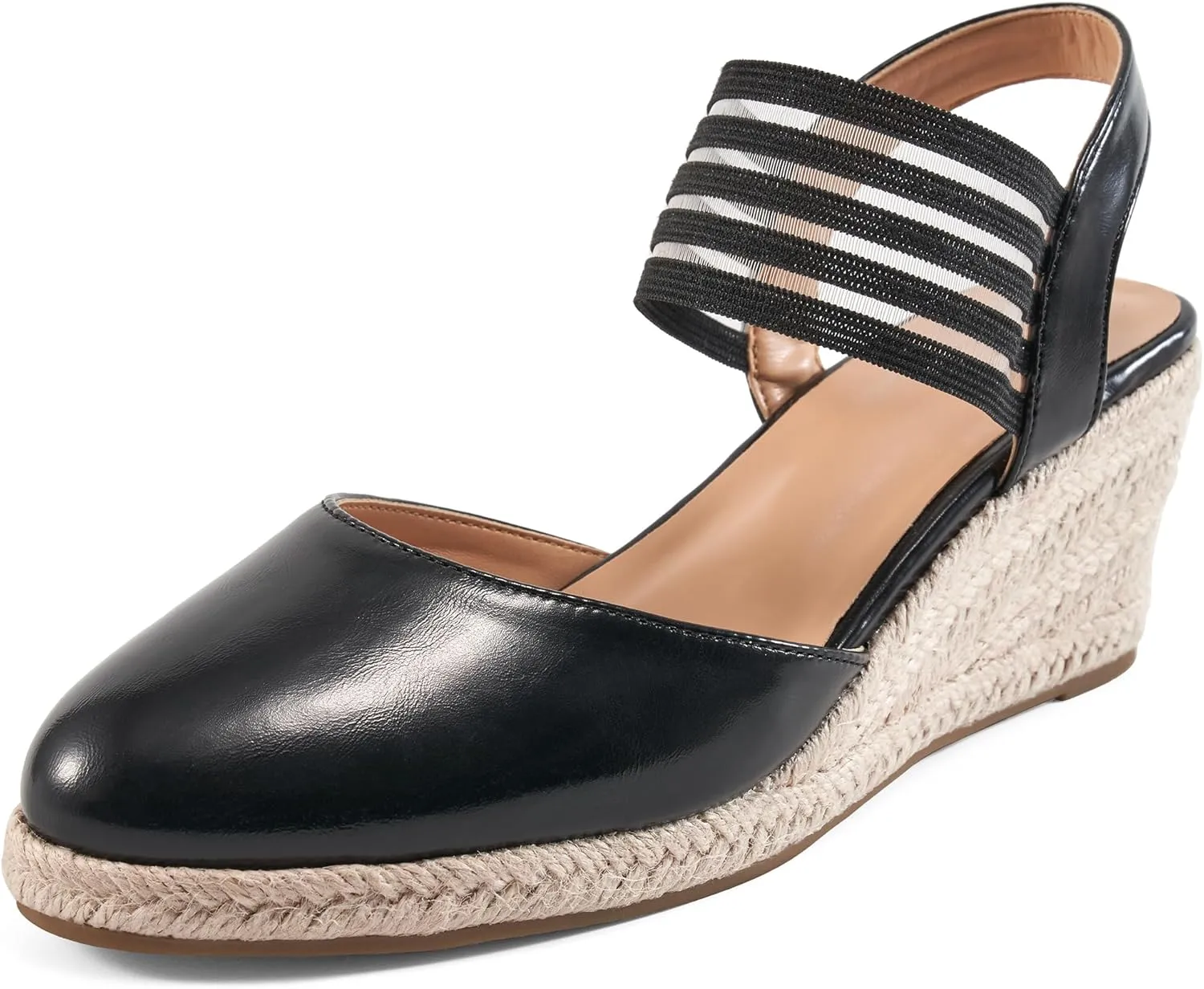 Aomigoct Wedge Sandals Dressy Women: Comfortable Elastic Strap Espadrille Wedges - Ladies Beach Casual Shoes