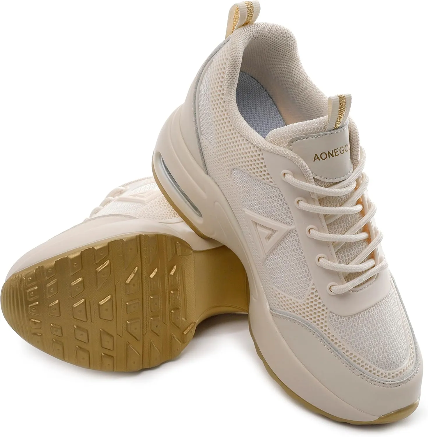 AONEGOLD Women's Wedge Sneakers Inner Heightening Walking Shoes Fashion Breathable Lightweight Air Cushion Casual Sneakers