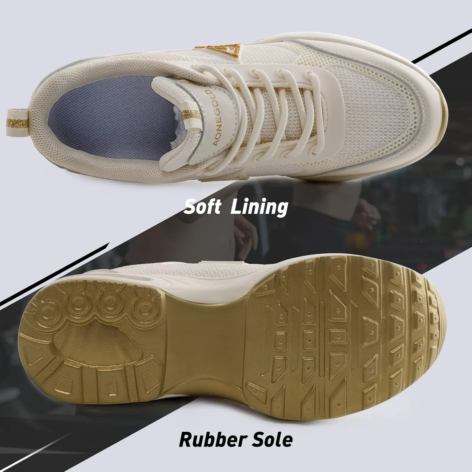AONEGOLD Women's Wedge Sneakers Inner Heightening Walking Shoes Fashion Breathable Lightweight Air Cushion Casual Sneakers