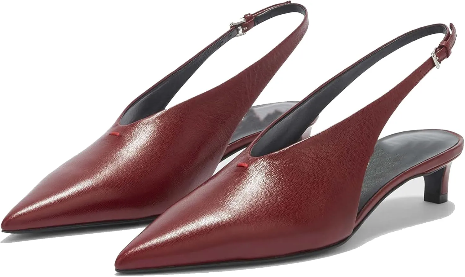 Arqa Kitten Heels Pumps for Women Closed Pointed Toe Slingback 1.18 in Heels with Buckle Dress Shoes for Dating Party Working