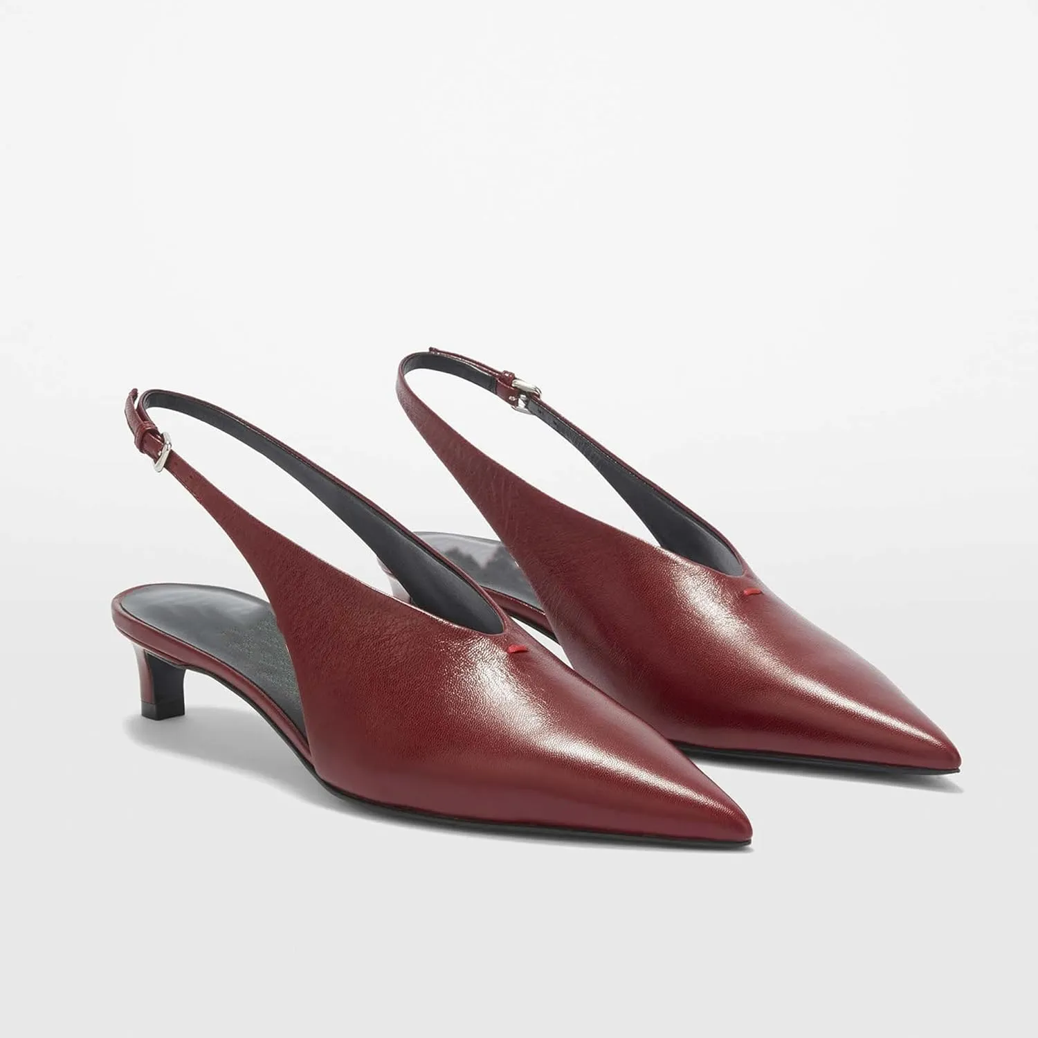 Arqa Kitten Heels Pumps for Women Closed Pointed Toe Slingback 1.18 in Heels with Buckle Dress Shoes for Dating Party Working