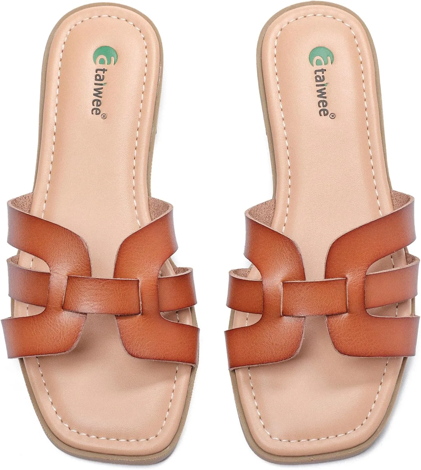 Ataiwee Women's Flat Slide Sandals - Fashionable Braided Elegant Cross Strap Flat Summer Sandals.