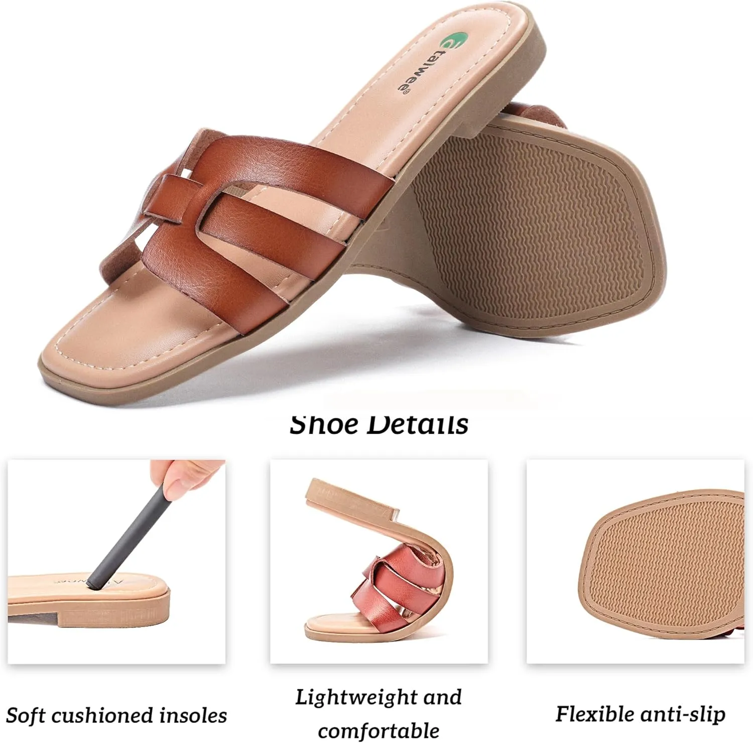 Ataiwee Women's Flat Slide Sandals - Fashionable Braided Elegant Cross Strap Flat Summer Sandals.