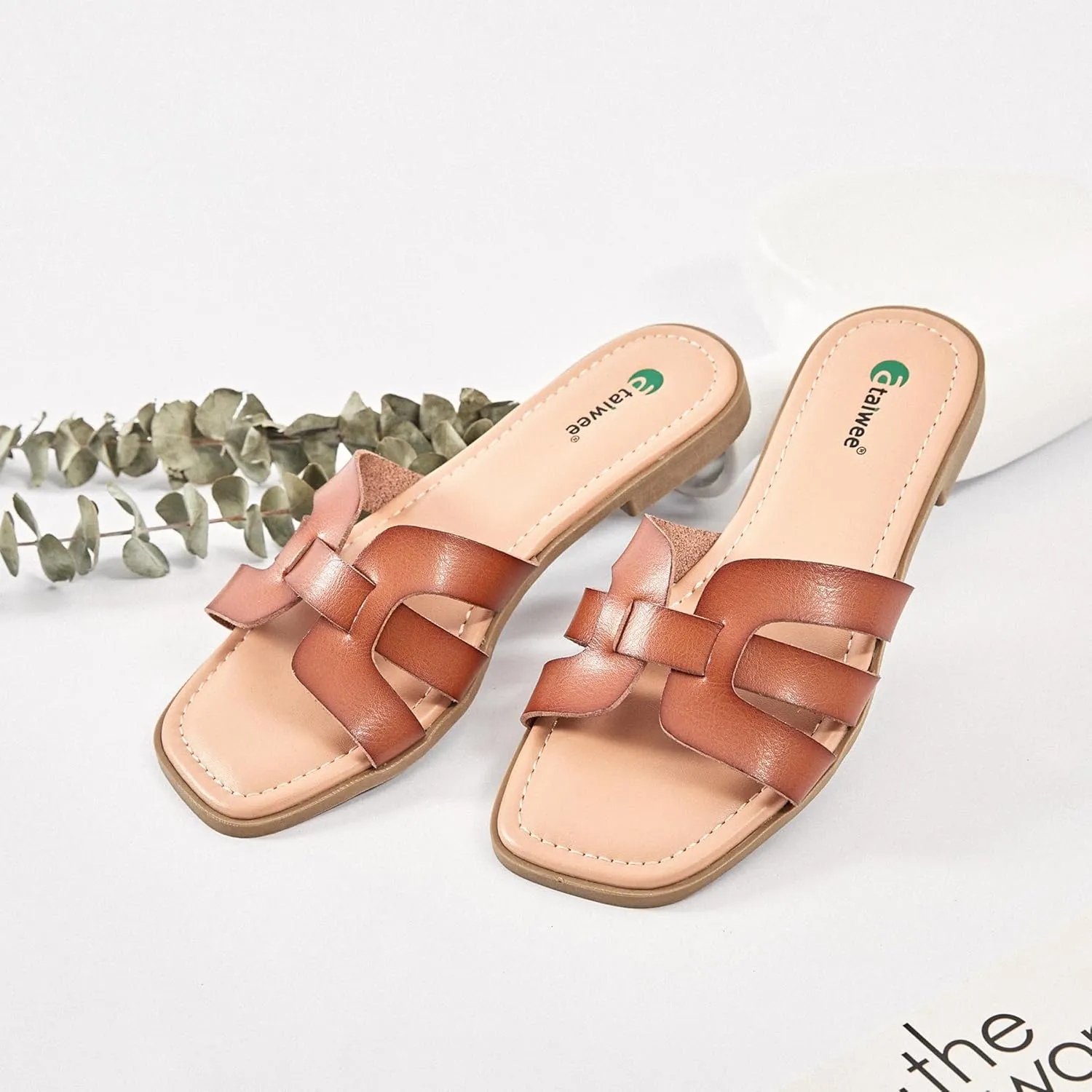 Ataiwee Women's Flat Slide Sandals - Fashionable Braided Elegant Cross Strap Flat Summer Sandals.