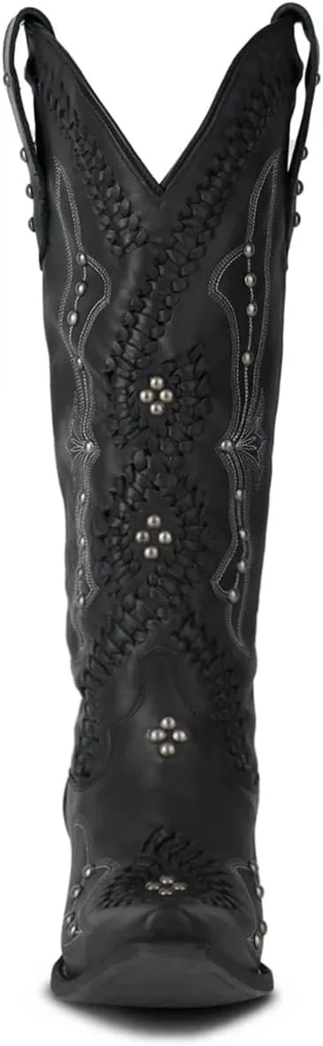 Atuelang Rivet Cowboy Boots for Women Knee High Western Cowgirl Boots
