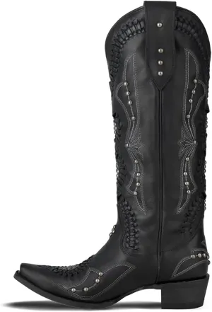 Atuelang Rivet Cowboy Boots for Women Knee High Western Cowgirl Boots