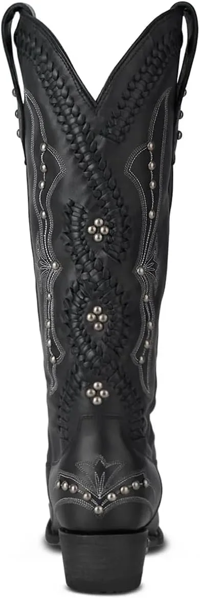 Atuelang Rivet Cowboy Boots for Women Knee High Western Cowgirl Boots