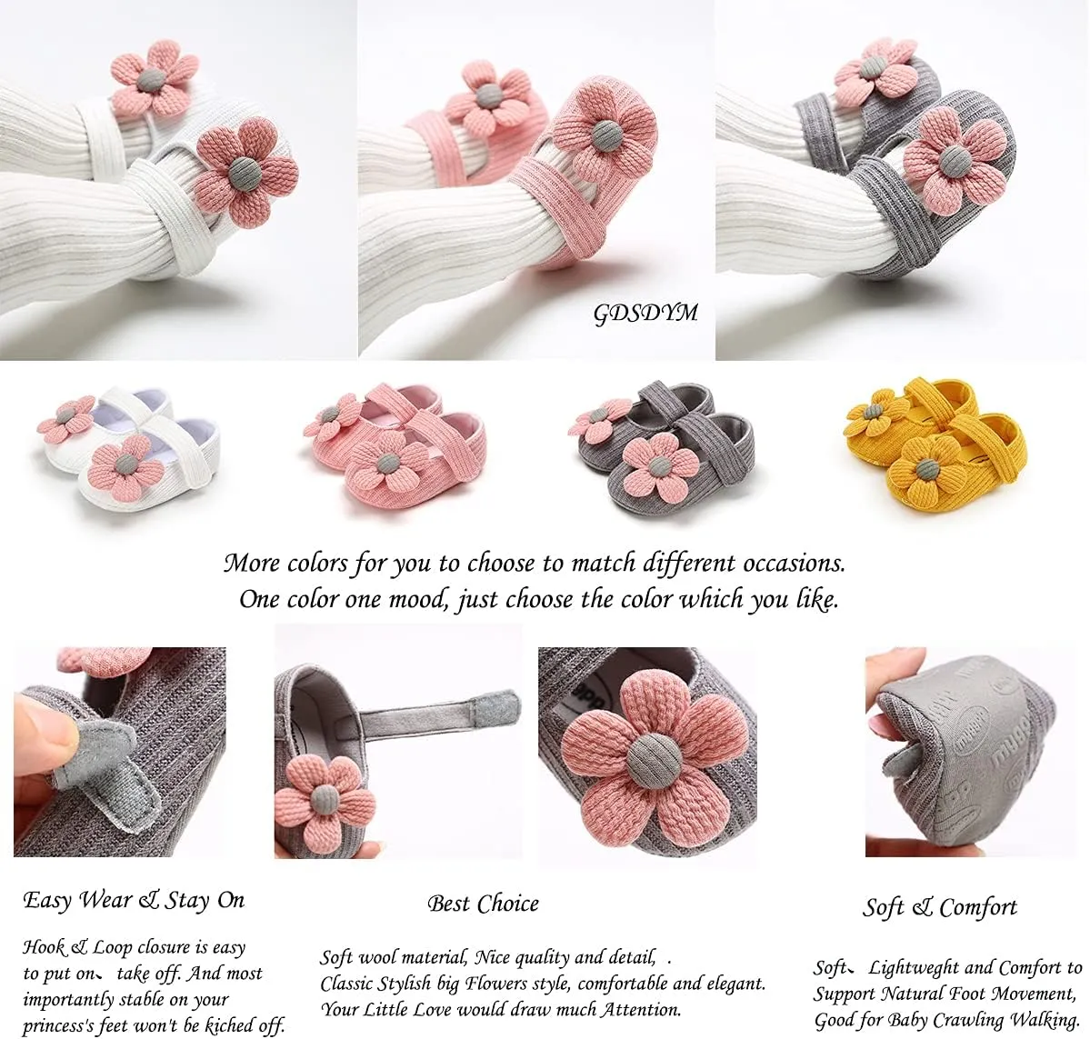Baby Girls Mary Jane Flats with Bowknot Floral Princess Wedding Dress Shoes Soft Newborn Infant Crib First Walkers Prewalker