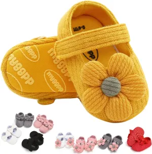 Baby Girls Mary Jane Flats with Bowknot Floral Princess Wedding Dress Shoes Soft Newborn Infant Crib First Walkers Prewalker