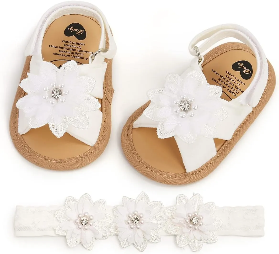 Baby Girls Mary Jane Flats with Bowknot Floral Princess Wedding Dress Shoes Soft Newborn Infant Crib First Walkers Prewalker