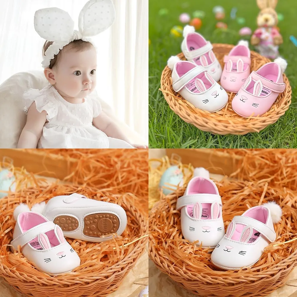 Baby Girls Mary Jane Flats with Bowknot Flowers Soft Newborn Infant First Walkers Crib Shoes Wedding Party Christmas Dress Shoes