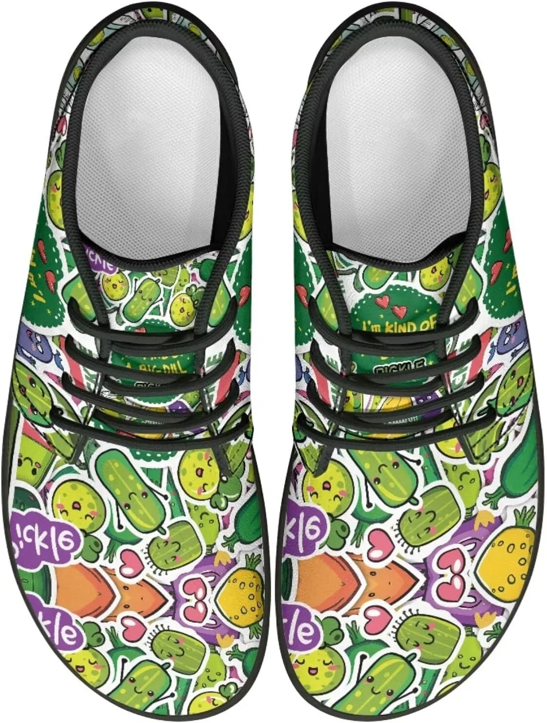 Barefoot Sneakers Mushroom Lace Up Shoes for Women Trendy Fruit Wide Minimalist Shoe Comfortable Running Walking Shoe