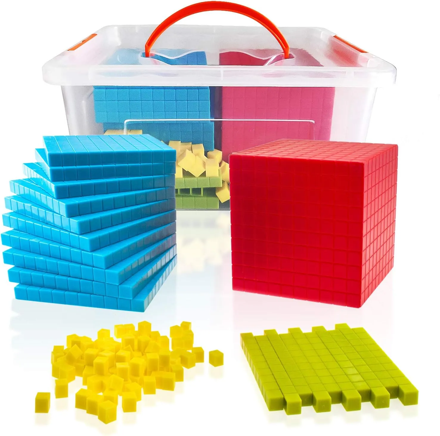 Base Ten Blocks Set - 121PCs Base 10 Set Learning Math Manipulative Teach Kids Volume, Place Value and Number Concepts for Early Counting Math in School or Home