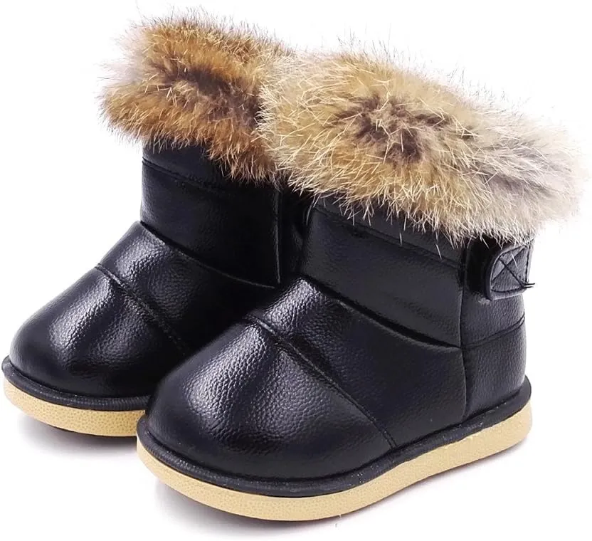 BEAU TODAY Girls Boys Snow Boots Winter Warm Waterproof Outdoor Non-Slip Cold Weather Comfortable Casual Shoes (Toddler/Little Kid)