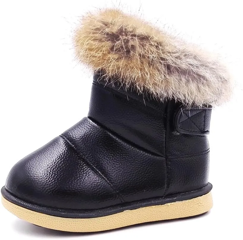 BEAU TODAY Girls Boys Snow Boots Winter Warm Waterproof Outdoor Non-Slip Cold Weather Comfortable Casual Shoes (Toddler/Little Kid)