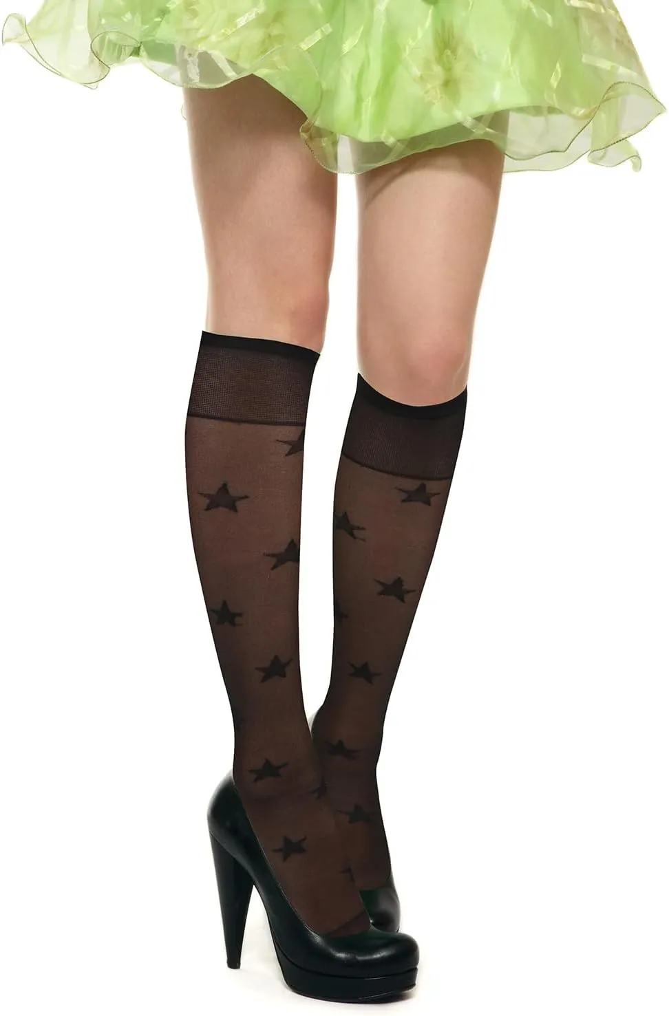 Benefeet Sox Womens Girls Sheer Knee High Socks Black White Mesh Fishnet Lace Stockings Nylon Kawaii Lolita Socks