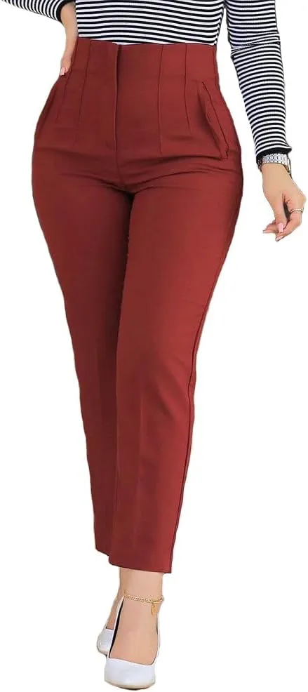 BIRW Womens High Waisted Pants 2025 Trendy Skinny Business Work Casual Pencil Trousers with Pockets