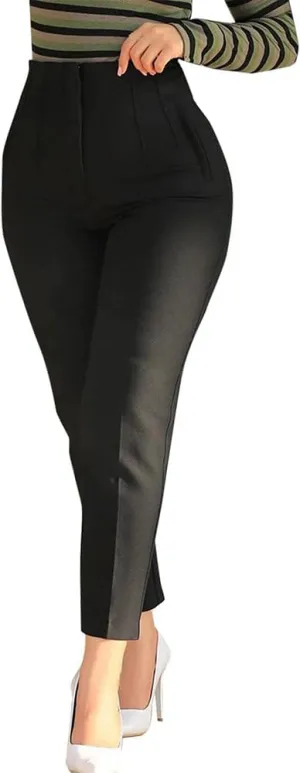 BIRW Womens High Waisted Pants 2025 Trendy Skinny Business Work Casual Pencil Trousers with Pockets