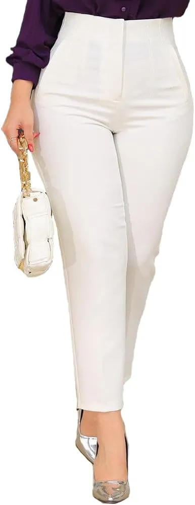 BIRW Womens High Waisted Pants 2025 Trendy Skinny Business Work Casual Pencil Trousers with Pockets