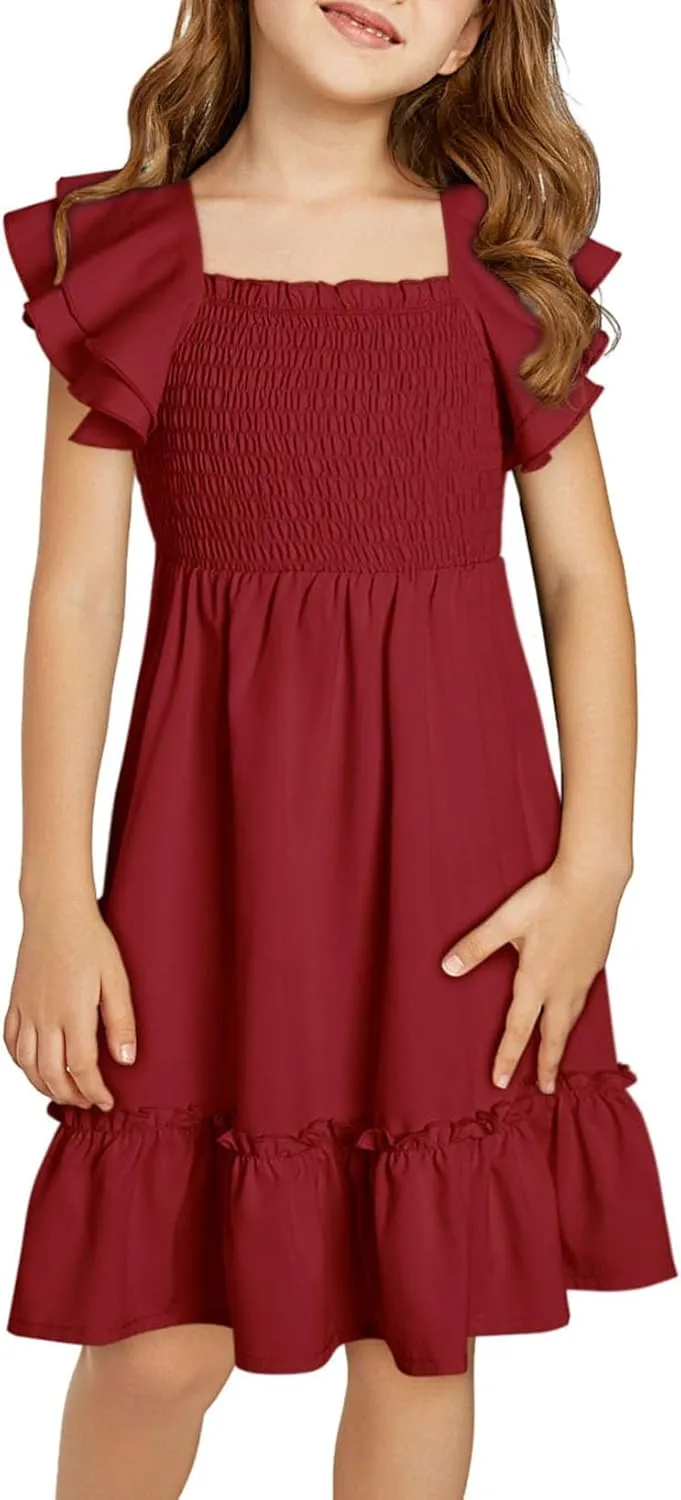 blibean Tween Girls Elegant Ruffle Sleeve Dresses Size 6-15 Years