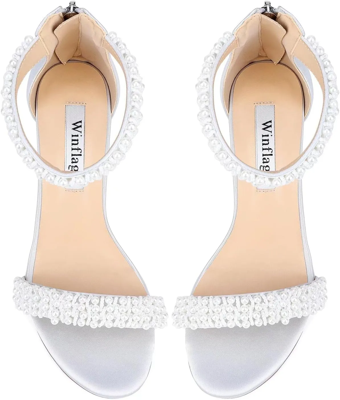 Block Heel Wedding Sandals Pearl Heels Open Toe Wedding Shoes for Bride Bridal Shoes