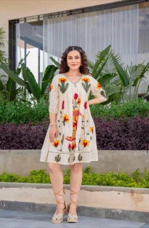 Bloom Embroidered Cotton Dress – Effortless Elegance