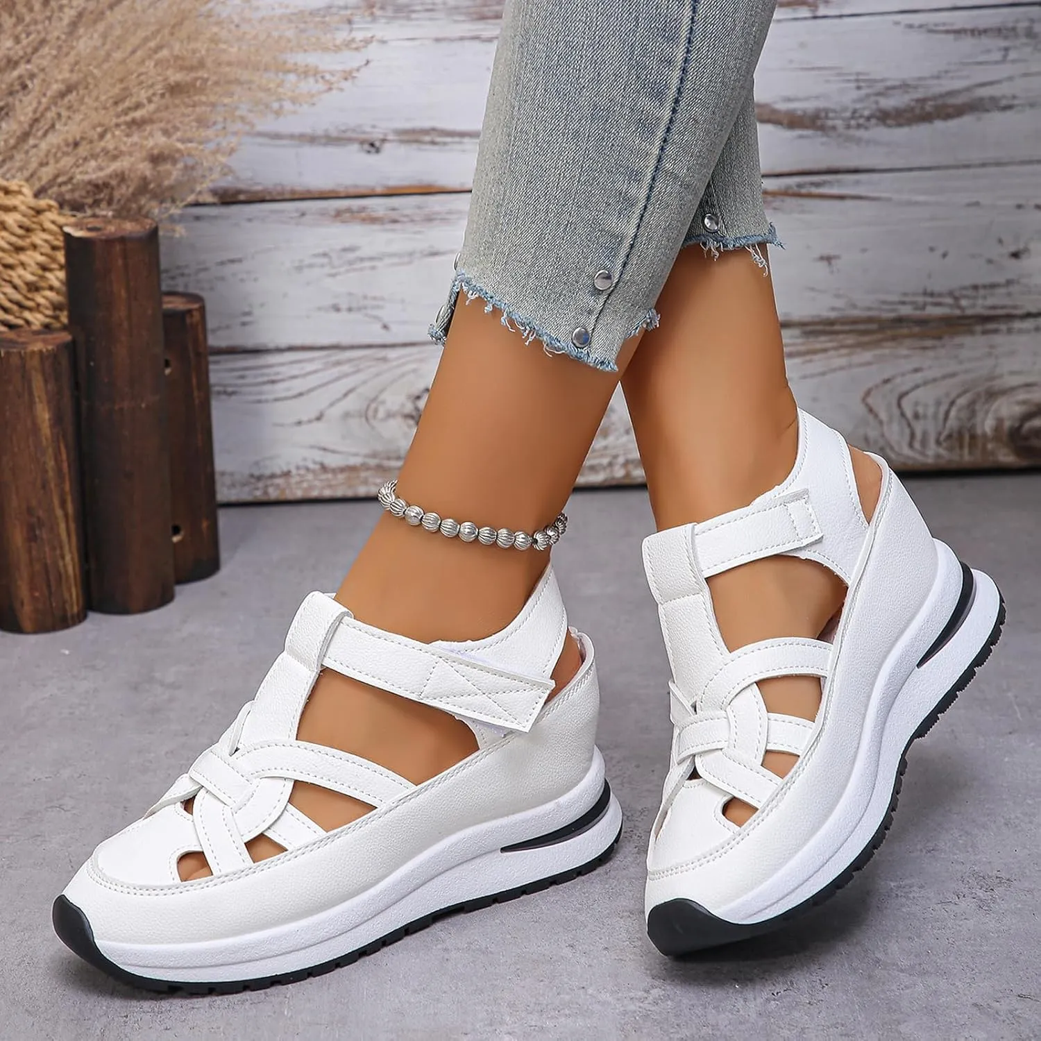 Bomre Shoes, Bomre Orthopedic Shoes, Aveta Orthopedic Sandals, Bootara Women's Plus Size Hollow-Out Casual Sandals, Closed Toe Platform Sandals Height-Boosting Thick Sole,Hiking & Casual Wear