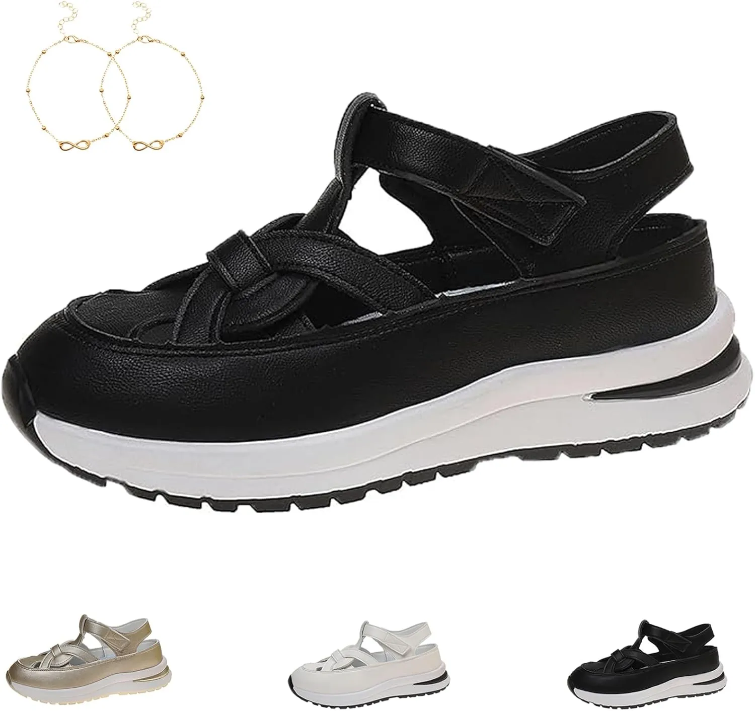 Bomre Shoes, Bomre Orthopedic Shoes, Aveta Orthopedic Sandals, Bootara Women's Plus Size Hollow-Out Casual Sandals, Closed Toe Platform Sandals Height-Boosting Thick Sole,Hiking & Casual Wear
