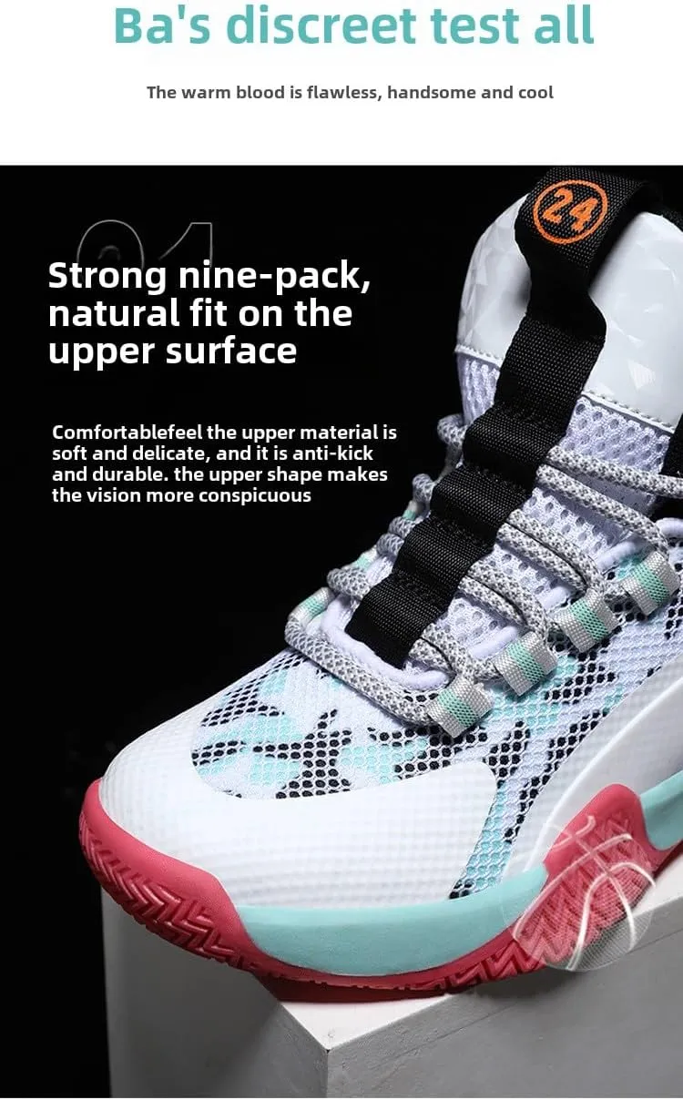Boys Basketball Shoes 2025, Non-Slip Breathable Kids Athletic Sneakers for Outdoor Running, Lightweight Mesh Boys Sports Shoes with Cushioned Support