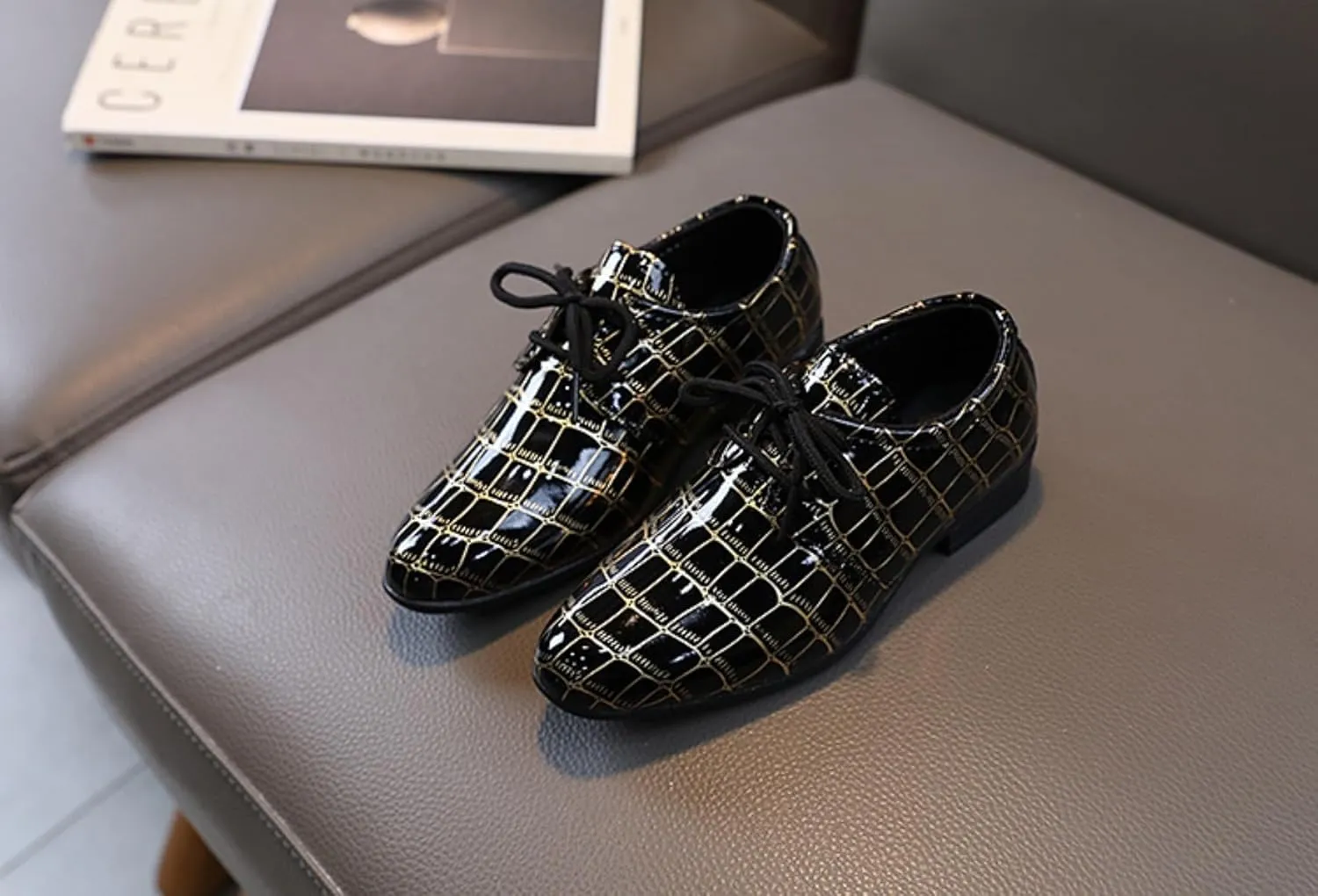 Boys Girls Classic Wingtip Oxford Dress Shoes Wedding Church School Uniform Loafer Flats for Toddlers, Little Kids,Big Kids