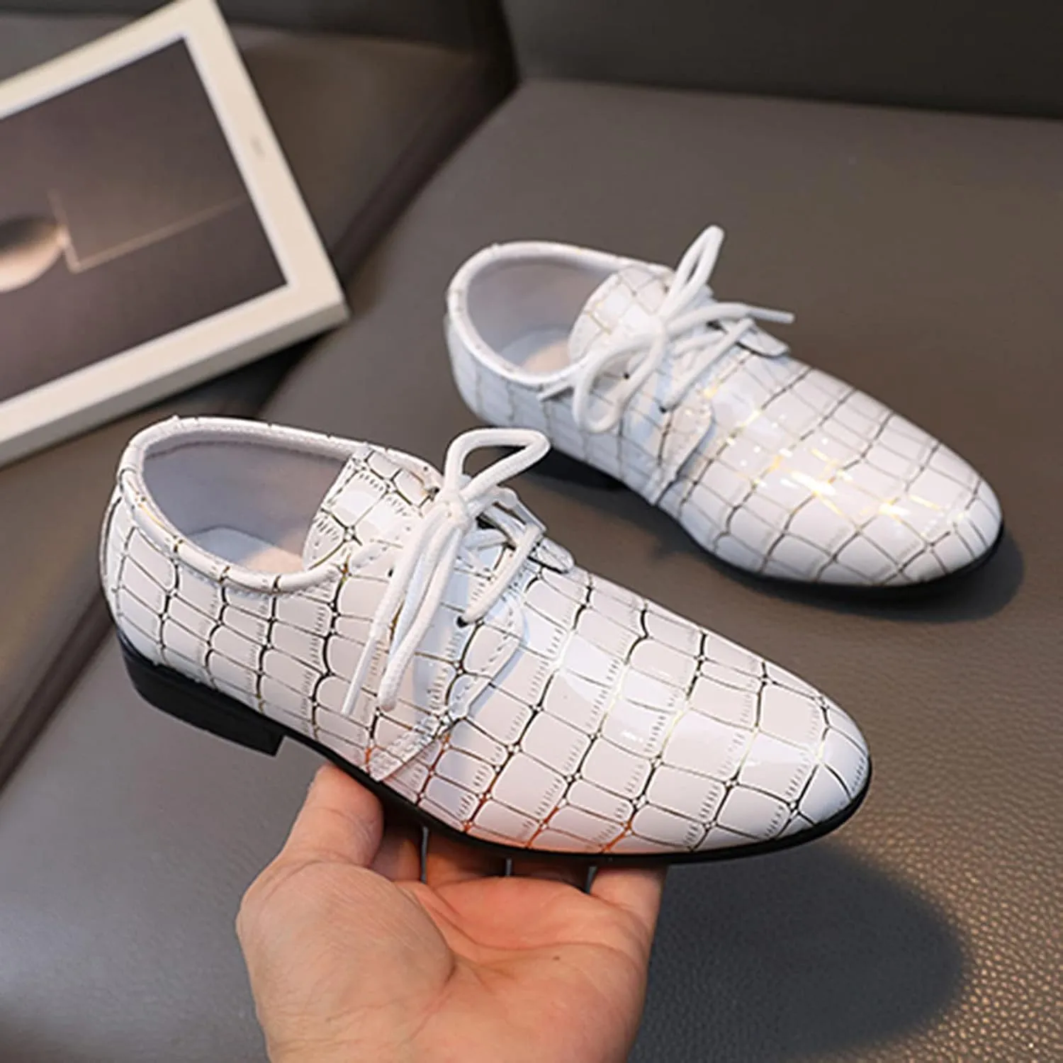Boys Pointed Toe Dress Shoes Boy’s Dress Oxford Formal Shoes Toddler Lace Up Loafer Wedding Shoes Boys Leather Shoes