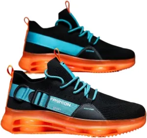 Breathable Mesh Colorblock Sporty Sneakers Shock Absorbing Air Cushion Sole for Running Walking Training All Season Low Top Street Style Shoes for Men