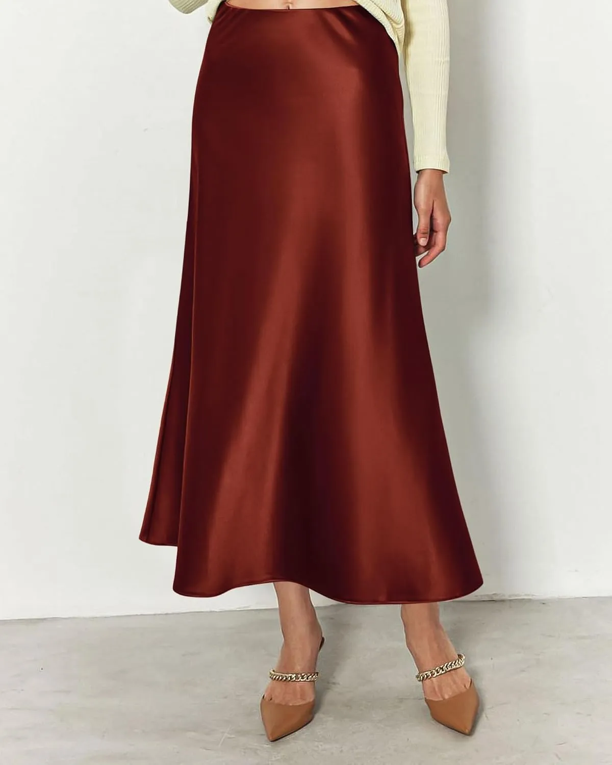 BTFBM 2025 Women Summer Spring Long Satin Skirt Silk Elegant High Waist Cocktail Party Wedding Flowy A-Line Midi Skirts