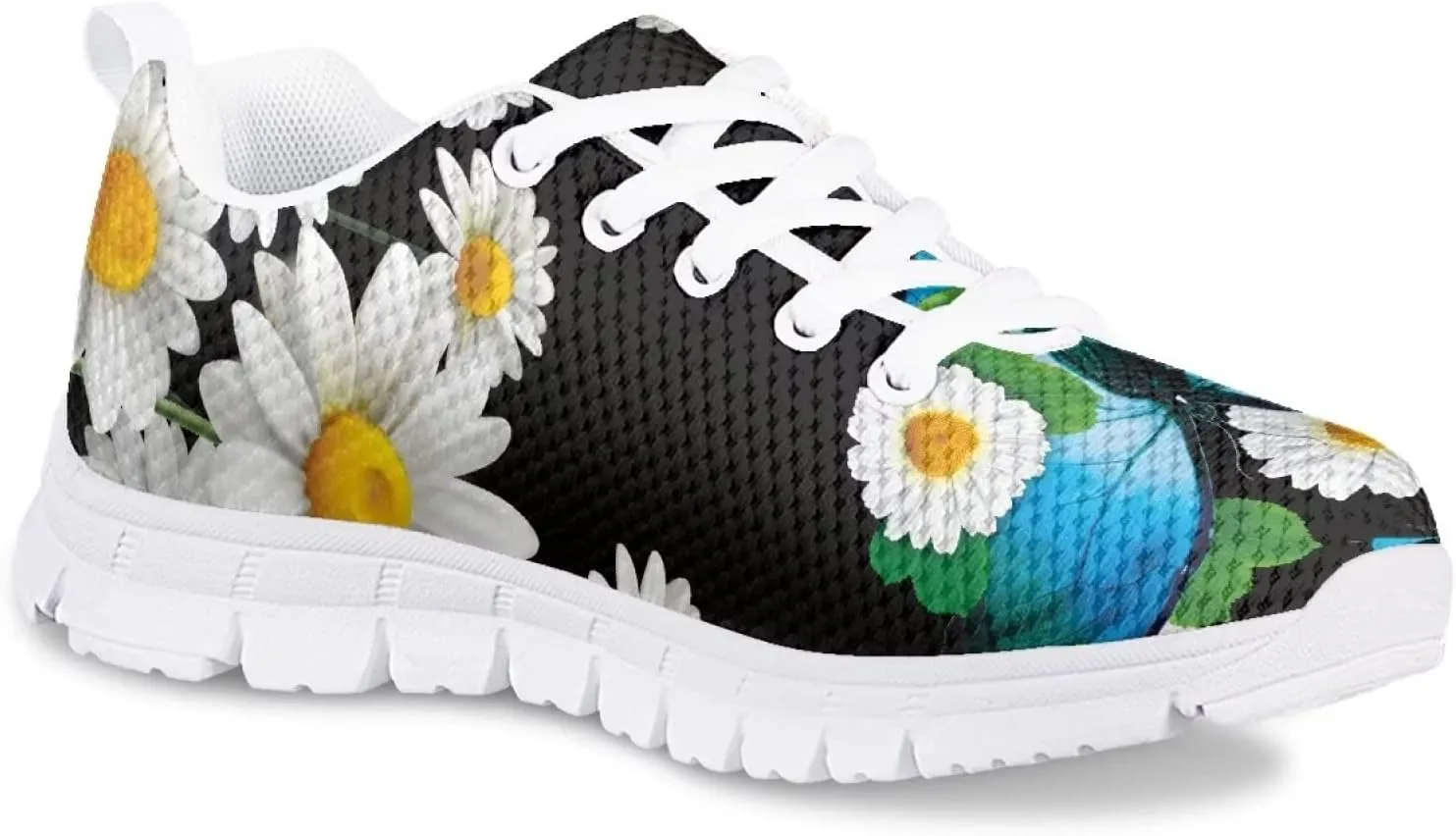 Butterfly Print Cute Tennis Shoes for Girls Nonslip Lightweight School Dance Athletic Running Shoes Kids Casual Sport Sneakers