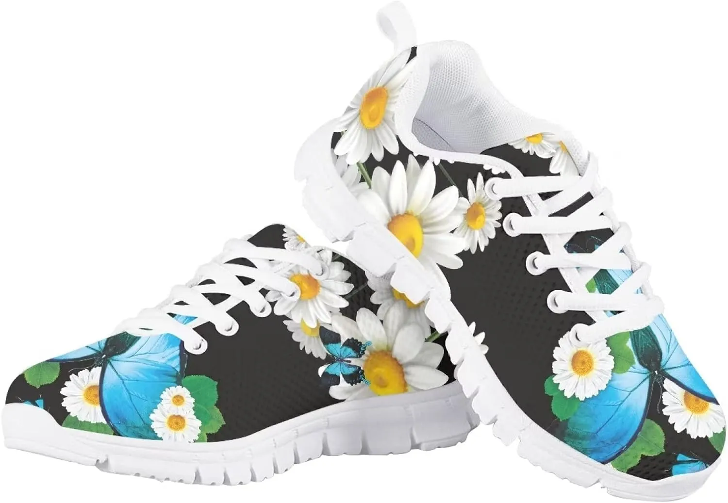 Butterfly Print Cute Tennis Shoes for Girls Nonslip Lightweight School Dance Athletic Running Shoes Kids Casual Sport Sneakers
