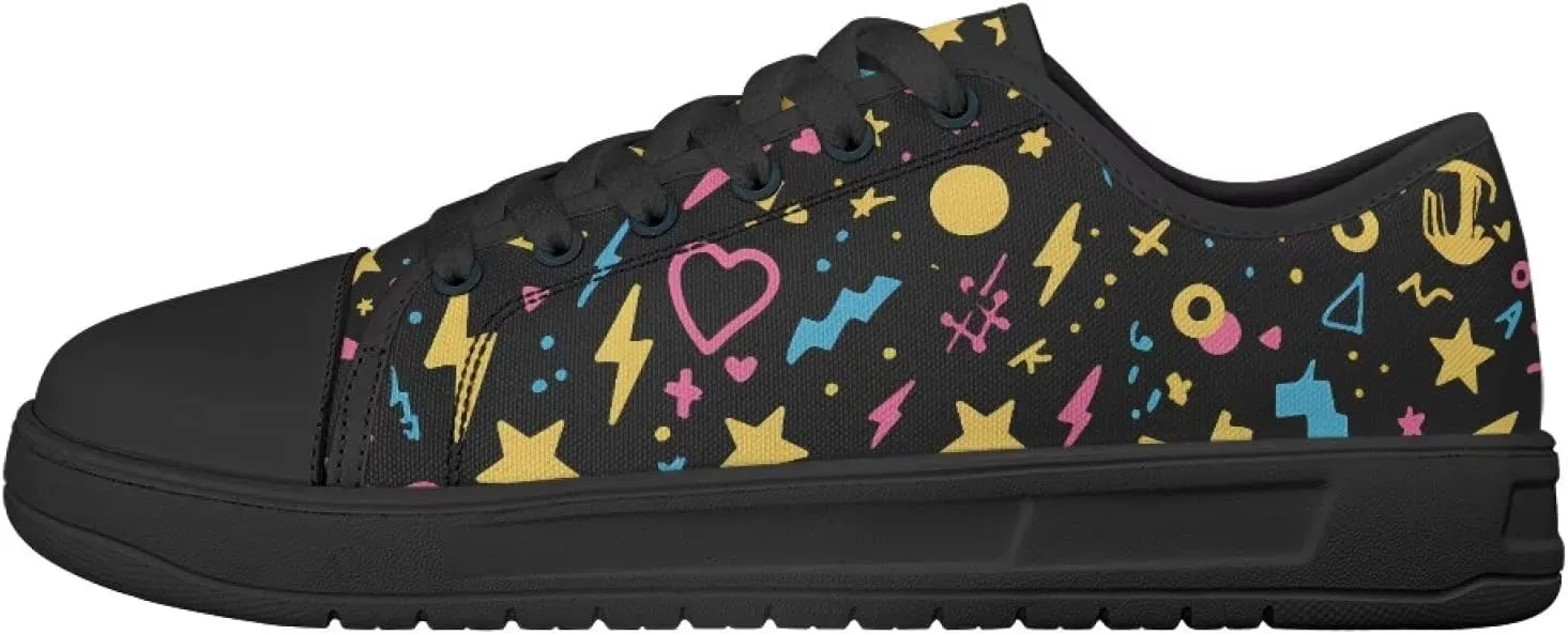 Canvas Shoes for Women Low Top Casual White Black Sneakers Womens Lace Up Fashion Comfortable Walking Shoes