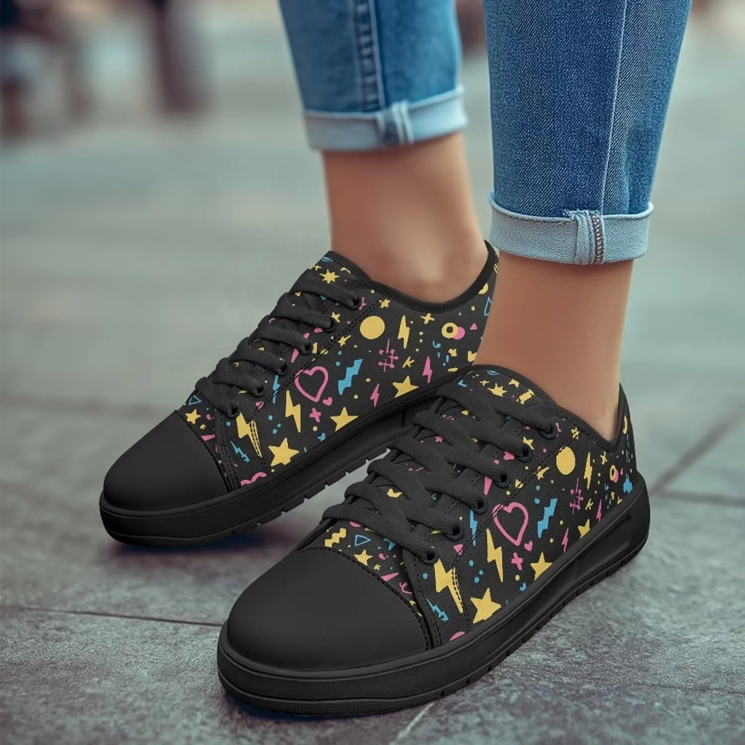 Canvas Shoes for Women Low Top Casual White Black Sneakers Womens Lace Up Fashion Comfortable Walking Shoes